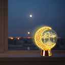 Hying Ramadan Lanterns Decoration 4.6" Height Castle Golden Lamp Eid Mubarak Flameless Candle Lanterns Eid-ul-fitr Moon Lamp for Home Tabletop Ramadan Decor