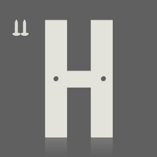 2 x Ya_chtttwo 3 Inch Aluminum Metal Letters - Rustproof, Lightweight, Recyclable & Easy to Install Address Signs (White H)