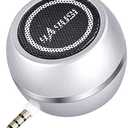Mini Speaker with 3.5mm Aux Input Jack, 3W Loud Portable Speaker for iPhone iPod iPad Cellphone Tablet Laptop, with USB Rechargeable Battery, Gift Choice for Kids, Silver