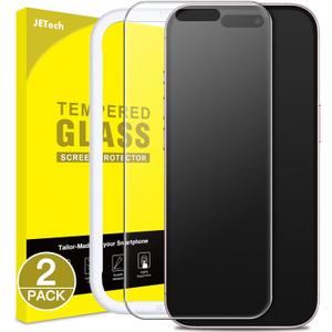 JETech Matte Screen Protector for iPhone 15 6.1-Inch, Anti-Glare 9H Tempered Glass Film, Anti-Fingerprint, Smooth Touch, Easy Installation, Case-Friendly, 2-Pack (Clear)