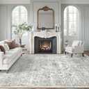 Soalmost Washable Area Rug 8x10, Gray Soft Rug for Living Room Vintage 8x10 Area Rugs for Bedroom Dining Room Floral Non-Slip Thin Grey Rug