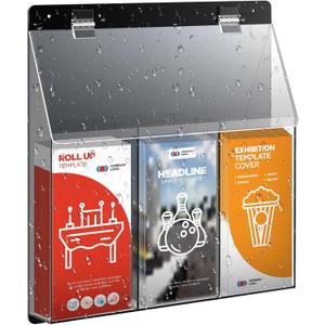 3 Pocket Outdoor Brochure Holder Display Brochure Holder 15"w x 16"h x 2.4"d Waterproof Acrylic Wall Mount Pamphlet Box with Clear View Window for Flyer Document Map Menu Display Dispenser