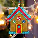 Winlyn 24 Sets Christmas Gingerbread House Suncatchers Ornaments Decorations DIY Window Paint Art Suncatchers Winter Crafts Painting Kits for Kids Classroom Activities Art Project Party Favors