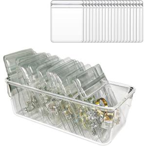 Jewelry Organizers for Women, Clear Acrylic Drawer Organizer Box with 15 Middle Bags for Necklace, Ring, Screw Individually Packaged, Easy to Carry