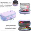 J World New York Doodle Large Capacity Pencil Case. 2 Compartment Pouch Pen Bag for School Teen Girl Boy Women, Purple