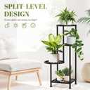 4 Tier Plant Stand Indoor Outdoor, Metal Flower Shelf Display Holder, Multiple Plants Corner Tall Flower Holders for Patio Balcony Porch Garden Living Room (Black)