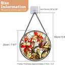 Hummingbird Suncatcher, 7.87" Stained Glass Window Hanging Panel, Sun Catchers Hand Painted Indoor Outdoor Home Wall Garden Decor, Gift for Bird Lovers