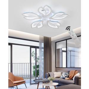 Modern LED Ceiling Light 23.6in with Remote Control 5-Leaf Ceiling Lamp for Bedroom Living Room Dining Room Office Kitchen Nursery School (White /5leaves/60W)