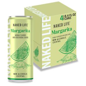 Naked Life Non-Alcoholic Drinks, Margarita - Low Calorie Alcohol-Free Spirits with Zero Sugar - 8.4 Fl Oz Cans, Pack Of 4