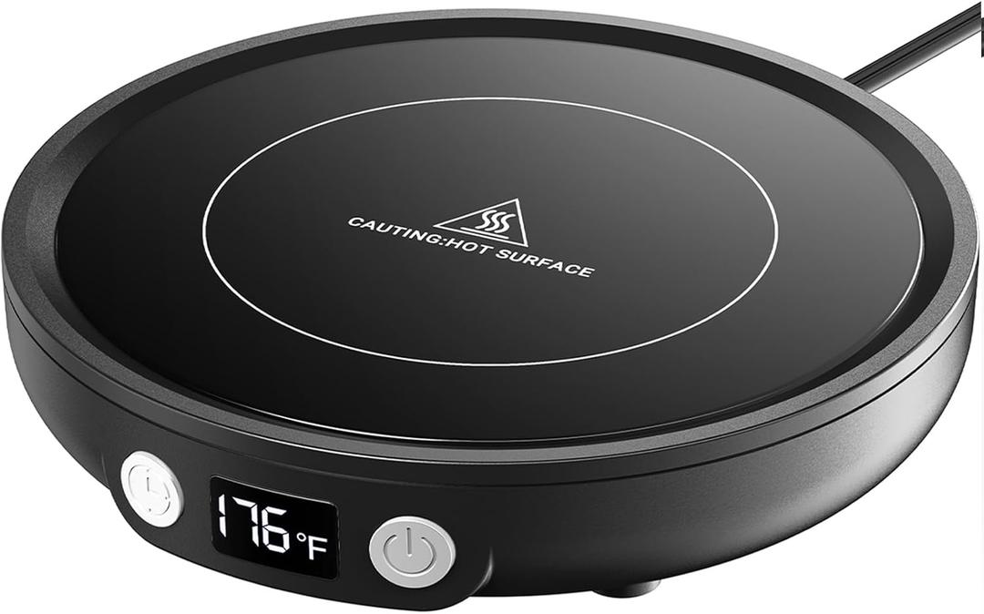 SWEETFULL Mug Warmer - Upgraded 36W Coffee Cup Warmer for Desk with 130-176 Digital Display, 2-12H Timer Auto Shut Off, Smart Electric Coffee Heating Plate, Ideal Gifts for Women Men - Black