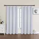 Chyhomenyc 2 Panels 100% Blackout Curtain Liners with 13 Rings, Blackout Liners for Behind Curtains for 84 Inch Curtains, Each 40Wx80L, 2 Liners Per Set with 13 Pieces Rings (Greyish White)