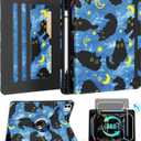 Kidcube for iPad Pro 13 Inch Case M4 2024 - Women Girls Cute Rotating Stand Folio Cover with Pencil Holder & Card Slot Girly Cat Stars Blue Design for iPad Pro 13 Inch Case 2024 (A2925 A2926 A3007)