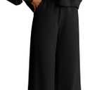 PRETTYGARDEN Women 2 Piece Outfits 2026 Fall Sweatsuits Crewneck Sweatshirt Wide Leg Sweatpants Lounge Sets Tracksuit (Black, M)