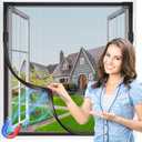 Window Screen Adjustable Magnetic Window Screen Replacement Max 39 x 59, DIY Fiberglass Mesh Window Screens for House Windows Black Frame Grey Mesh