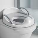 PandaEar Baby Toddler Potty Training Toilet Seat for Boys and Girls with Handles| Child Kids Potty Seat Toilet Seat Attachment| Safe Urine Guard Non-Slip Rubber Rim| Fits Round & Oval Toilets, White
