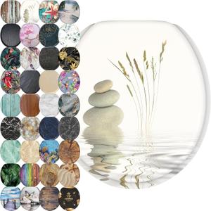 Sanilo Soft Close Toilet Seat ROUND, Quiet and Slow Close Lid and Seat, Strong Bumpers and Hinges, Balance