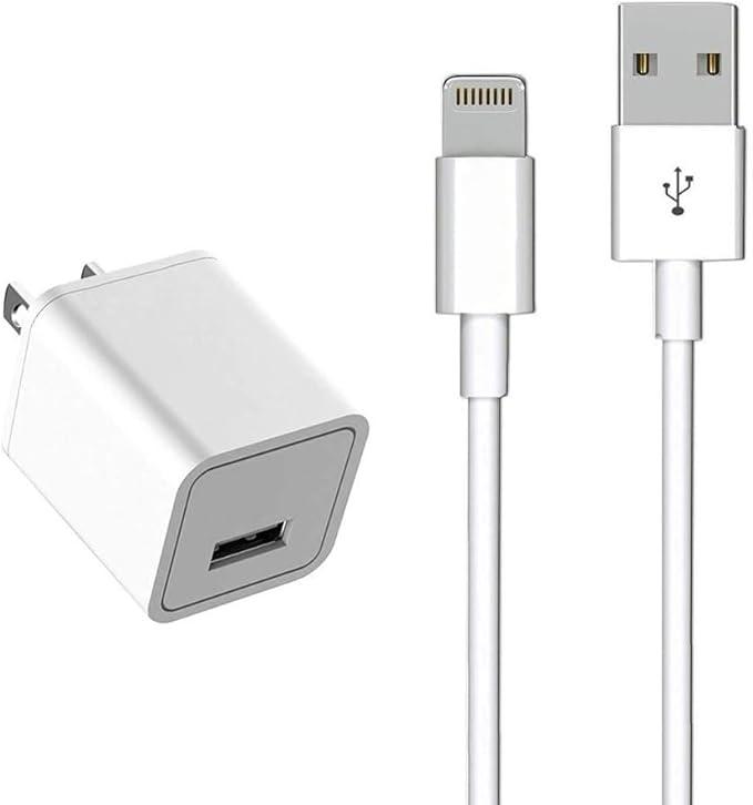 iPhone Charger [MFi Certified] - Travel & Home Wall Charger with 5ft Cable, Compatible with iPhone 14, 13, 12, 11, SE, X, 8, 7, 6, 5, iPad Mini, iPod Touch & iPods  (Pack of 3)