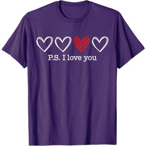 PS I Love You Day Valentine's Day Purple Heart Women Men Kid T-Shirt 2T