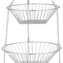 3-Tier Wire Fruit Hanging Basket, non-Punching Wall Hanging Storage, Kitchen Bathroom Organization Basket, Suitable for Bathroom, Kitchen, Closet, Garden, Chrome
