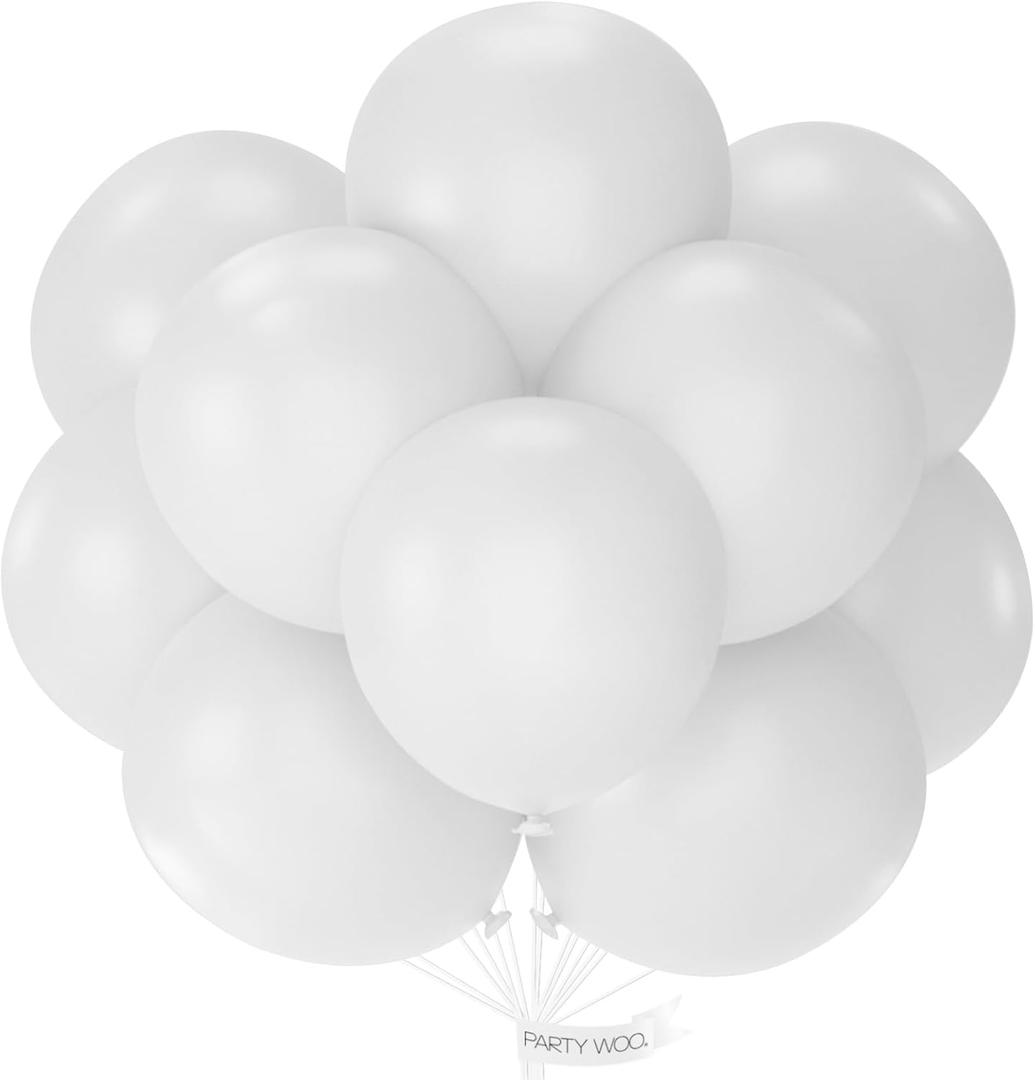 PartyWoo White Balloons 20pcs 18 Inch Matte White Latex Balloons for Wedding Bridal Graduation Engagement Baby Shower Gender Reveal Easter Anniversary Birthday Tea Party Decorations White-Y13