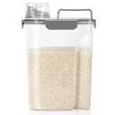 TBMax Airtight Rice Container 10 Lbs, Cereal Dispenser, Pet Cat Dog Food Storage Container, Plastic Kitchen Pantry Food Storage Holder with Cup -Dark Grey