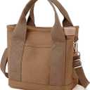Small Tote Bag with Zipper, 2024 Canvas Multi-Pocket Crossbody Bag Shoulder Bag Satchel Hobo Bag Messenger Bag (Large, Brown)