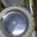 350PCS Clear Plastic Plates with Gold Trim for 50 Guests, Disposable Dinnerware Set for Party & Wedding, Includes 100 Plastic Plates, 50 Pre Rolled Napkins with Gold Silverware, 50 Cups