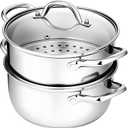 Chefbee Stainless Steel Steamer Pot - 3.2QT Steamer for Cooking with Food Basket, Steaming Cooking Pot Kitchen Cookware for Vegetable, Food, Dumplings, Soup