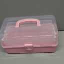 WEWLINE Hair Accessories Organizer 13-Inch Art Supply Bin Sewing Box 3-Layers Craft Storage Organizer with Handle Pink Tool Tackle Box Storage Great Gift for Kids