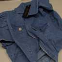 Women's Bodycon Denim Dress Sexy V Neck Short Puff Sleeve Bodycon Slim Mini Dresses with Zipper Pockets for Club Party Night L