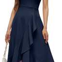 Bbonlinedress Halter Cocktail Women Dresses Prom Formal Wedding Guest Bridesmaid Ruffled Maxi Hi-Lo Evening Party 2026 Dress (Large, Navy)