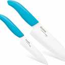 Kyocera Revolution 2-Piece Ceramic Knife Set: Chef Knife For Your Cooking Needs, 5.5" Santoku and 4.5" Utility Knife, White Blades with Blue Handles, White/Blue