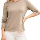 Dokotoo Long Sleeve Shirts Crewneck Womens Tops 2025 Fall Outfits Comfort Basic Tees Fashion Clothing (L)
