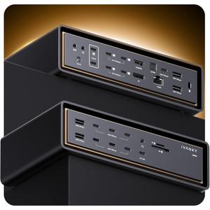 iVANKY 26-in-1 FusionDock Ultra for Dual Thunderbolt 5 Chips, 10GbE MacBook Docking Station, Quad 6K/Triple 8K Display Dock for Mac M1-M5 Pro/Max, 120Gbps, 240W (Incompatible with Windows)
