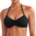 YEOREO Halter Sports Bras for Women Adjustable Strappy Open Back Impact Removable Pads Deep V Bra Workout Gym Yoga Crop Top (Medium, Black)