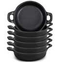 Ziliny Mini Cast Iron Skillets 5 x 5 x 1.3 Inch Cast Iron Pan Small Ramekin Set Black Casserole Dish Cookware Oven Safe Mini Skillets for Kitchen Indoor Outdoor Picnic (6 Pack) Black