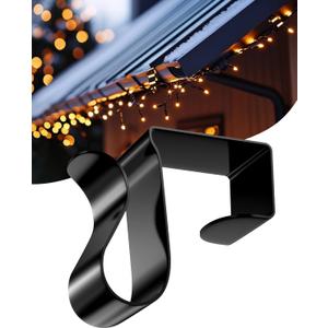 Gutter Clips for Hanging Outdoor Lights: 50 Pcs Metal Black Christmas Light Clips for outside String Lights - Weatherproof Gutter Clips for Xmas Halloween Seasonal Rope Mini Decoration Lights