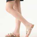 Flat Sandals for Women Pearl Slides Flower Flip Flops Round Toe Comfortable Beach Dressy Shoes