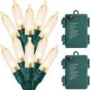 Outdoor String Lights Christmas Lights 50 LED Battery Operated String Lights Fairy Lights for Christmas Tree Wedding Wreath Party Home Garden Indoor, Waterproof, 18ft, Warm White, 2 Pack