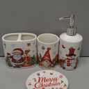 Christmas Bathroom Accessories Set 4, Christmas Bathroom Decor, Xmas Toothbrush Holder Sets, Snowman Soap Dispenser Bath Decorations