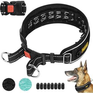 Mayerzon Martingale No Pull Collar for Large Medium Dogs Pitbull German Shepherd Rottweilers, Patented Reflective Anti Pull Dog Walking Collar with Buckle for Training Hiking, Adjustable(L, Black)