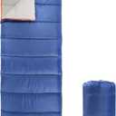 Amazon Basics 30F Cool Weather Sleeping Bag for Adults, Warm and Comfortable, Compact Lightweight, 75" x 33", Blue