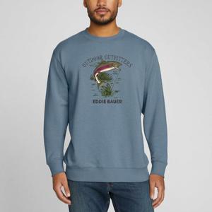 Eddie Bauer Men's Crewneck Fish Sweatshirt (Blue, XXL)