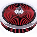 Round 14"x3" Air Cleaner Filter Assembly Kit Compatible with GMC Chevy Ford Chryler Dodge V8 Black 5-1/8" Carb Neck w/Flow-Thru Lid High Flow Chrome 4330CR