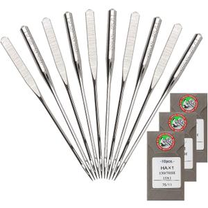 30 Pack Sewing Machine Needles Size 75/11 130/705H HAx1 Embroidery Sewing Needles for Brother Sewing Machine (3 Pack of 10 Needles)