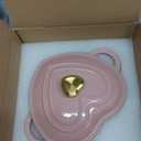 Paris Hilton Enameled Cast Iron Dutch Oven Heart-Shaped Pot with Lid, Dual Handles, Works on All Stovetops, Oven Safe to 500F, 2-Quart, Pink