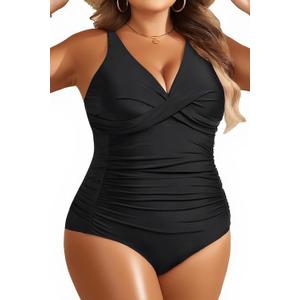 Yonique Plus Size Swimsuit One Piece Bathing Suits for Women Tummy Control Slimming Swimwear Solid Black 20 Plus Yonique Plus Size Swimsuit One Piece Bathing Suits for Women Tummy Control Slimming Swimwear Solid Black 20 Plus