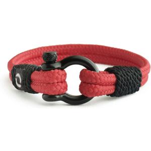 Mens Rope Bracelet - Stainless Steel Black Shackle, Extremely Durable and Scratch Resistant Waterproof Paracord, Handmade, Nautical Wristband for Men (Red) 6.5 