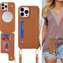 Cavor for iPhone 11 Pro Max Case Wallet with Card Holder for Women,Compatible with Magsafe, for iPhone 11 Pro Max Crossbody Phone Case with Strap, Magnetic-Brown