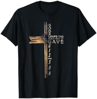 John 3:16 Christian Cross Bible T-Shirt XL